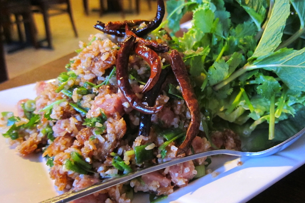  7. Crispy Rice Salad (Naem Khao Tod)